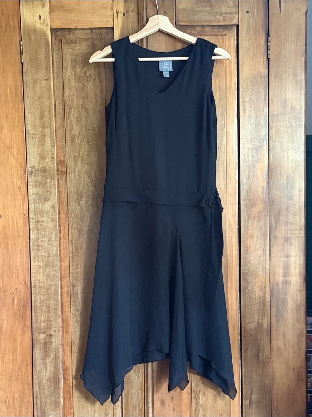 Rabbit Rabbit Rabbit Sz 4 Black ‘20s Flapper Style Handkerchief-Hem Dress